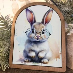 Arch Easter Bunny Rabbit with Glasses Framed Art