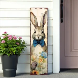 36" Solid Wood Bunny Porch Sign