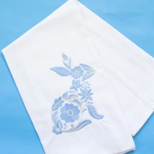 Towel  - Fancy Bunny - Blue - On White