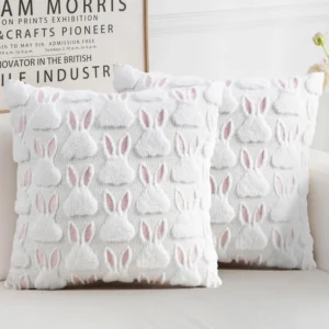 Easter Bunny Embroidered Pillow Cover